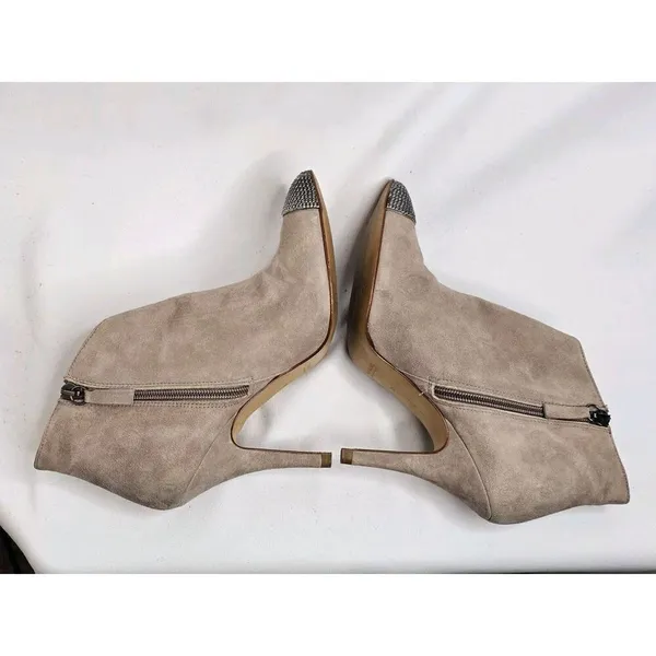 Zara Basic Beige Suede Ankle Boots Heels Studded Toe‎ Womens Size 38/7.5 - Image 5