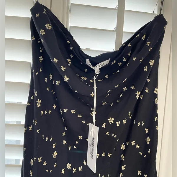 NWT Reformation Joana Dress strapless midi Breezy black white size Large L - Image 2