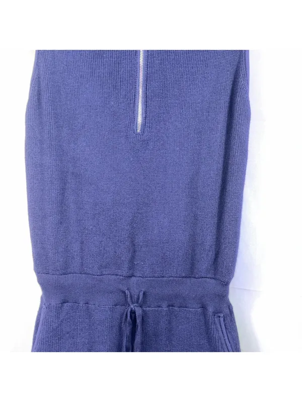 Women’s Small Navy Knit Quarter Zip Romper - Image 3