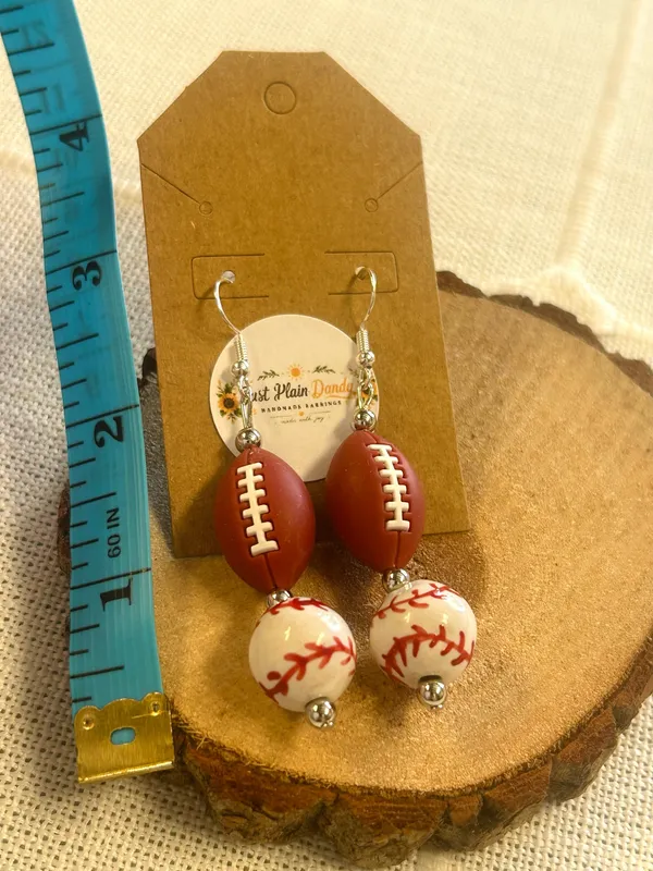 Football Baseball Sports Dangle Earrings Handmade Game Day Jewelry - Image 3