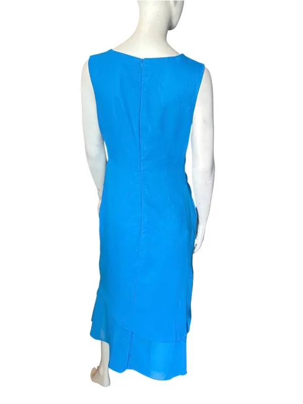 Gown Gallery Sleeveless Midi Dress with Gathered Waist Blue Size 10 NWT - Image 4