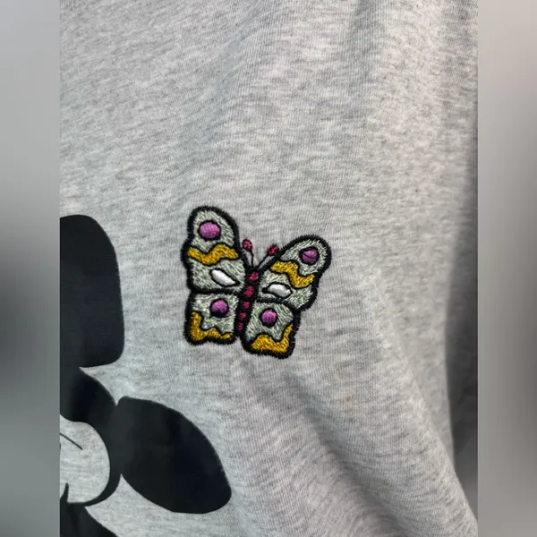 Disney Mickey Mouse XL Embroidered Tee Top in Heather Gray - Image 5