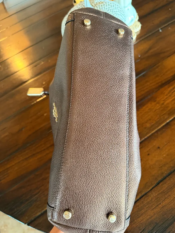 Coach Turnlock Edie Shoulder Bag Metallic Bronze Pebble Leather Large - Image 6