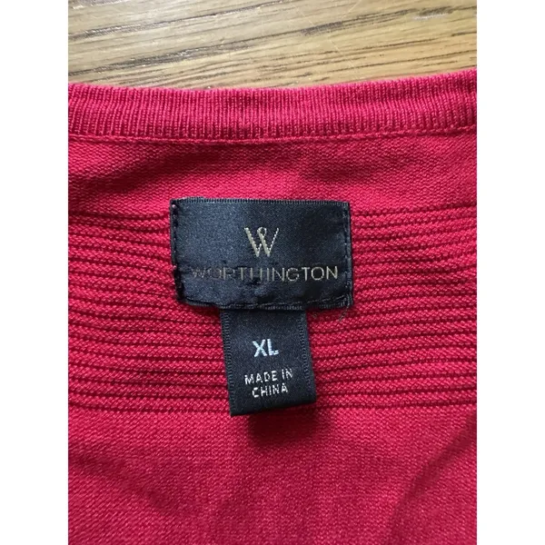 Worthington Red Knit Sweater Dress‎ Women Size XL Holiday A Line Office Casual - Image 3