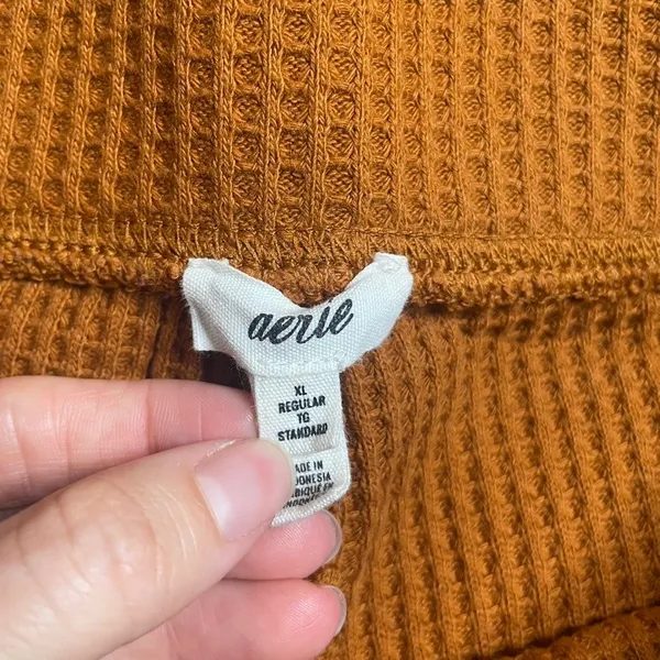 Aerie Waffle Knit Flare Pants Women's XL Orange High Waist Fall‎ - Image 2