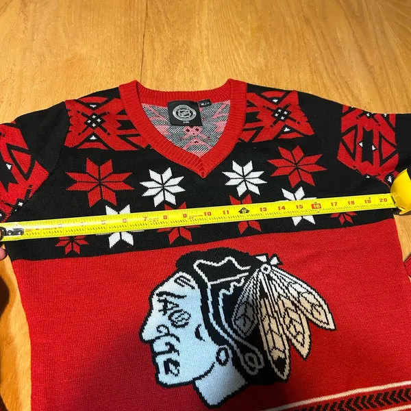 Chicago Blackhawks NHL Ugly Christmas Sweater Official‎ V Neck Women's Size M - Image 5