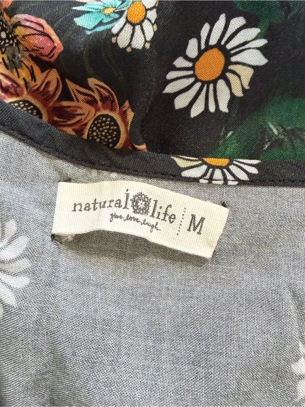 Natural Life Women’s Maribel Top Blouse Rayon in Black Floral Mushroom M - Image 9