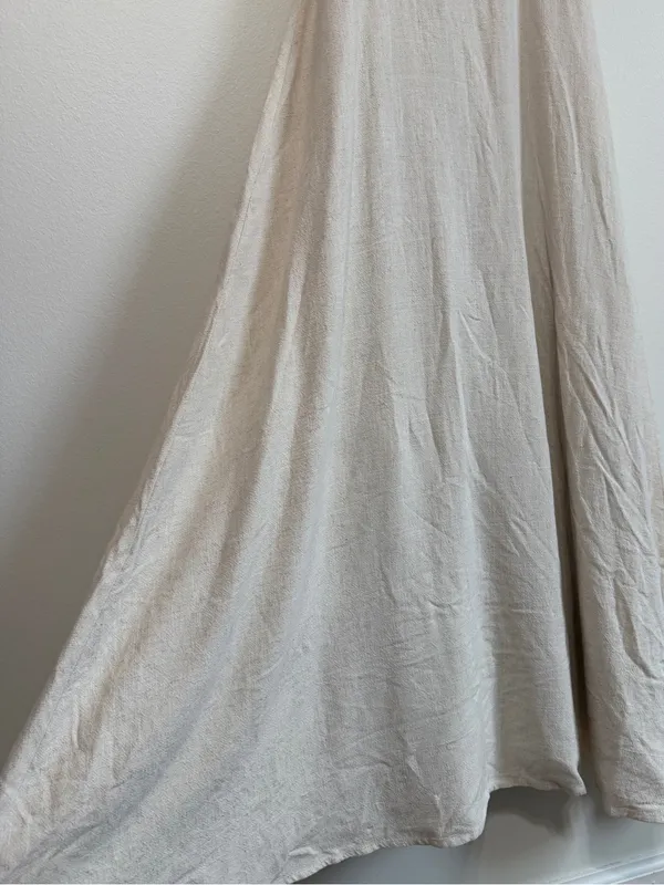 PEPPERMAYO Angelina Linen Maxi Dress Size XS / 2 Cream Oatmeal Summer Beach boho - Image 7