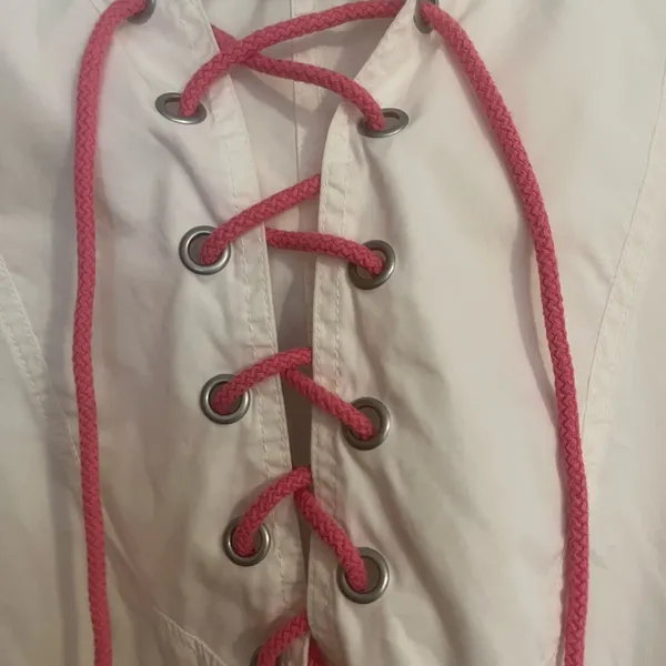 Free People White Jacket‎ with Pink Laces - Image 7