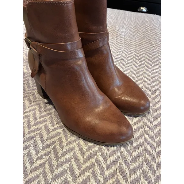 Frye & Co Italia Brown Ankle Boots Womens Size 9M Side Zip Block Heel Booties - Image 8