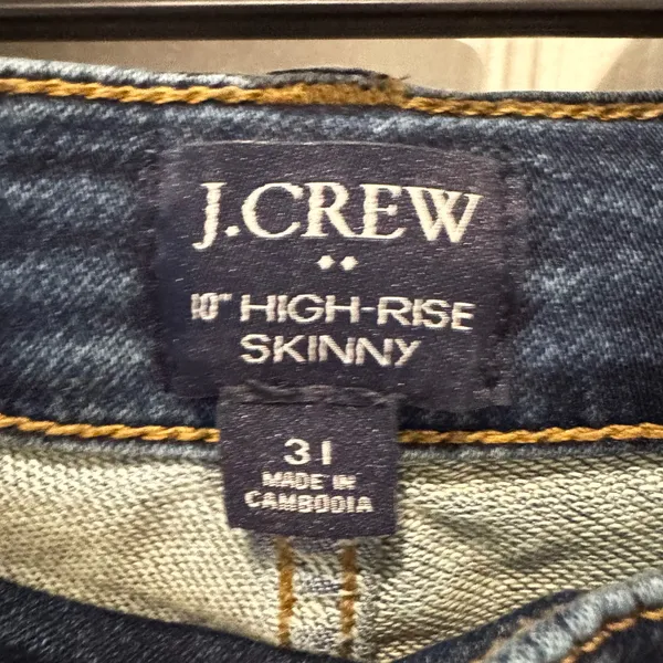 J.Crew 10" High-Rise Skinny‎ Jeans Medium Wash Blue Denim Size 31 - Image 2