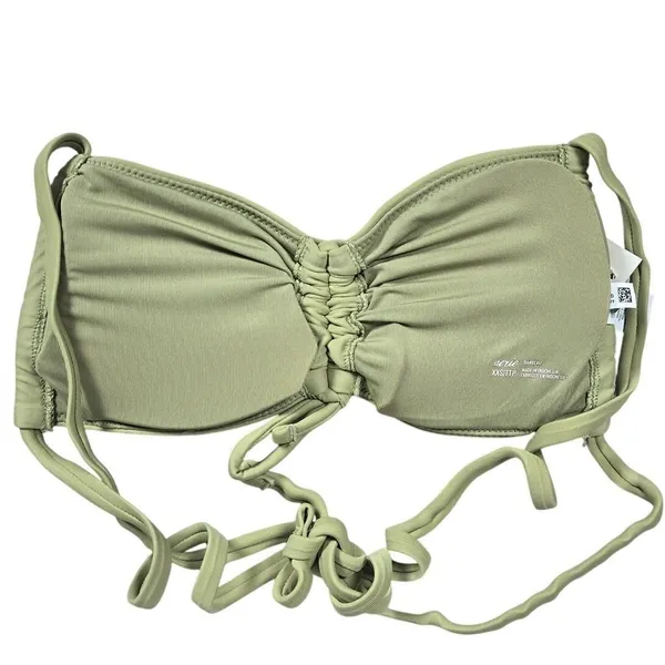 Aerie Ruched Bandeau Bikini Top in Dried Sage XXS‎ NWT - Image 2