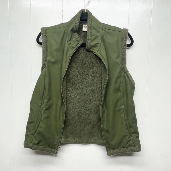Prana Gorpcore Streetwear Hiking Sherpa Lined Camo Green Womens Vest Sz Medium - Image 2