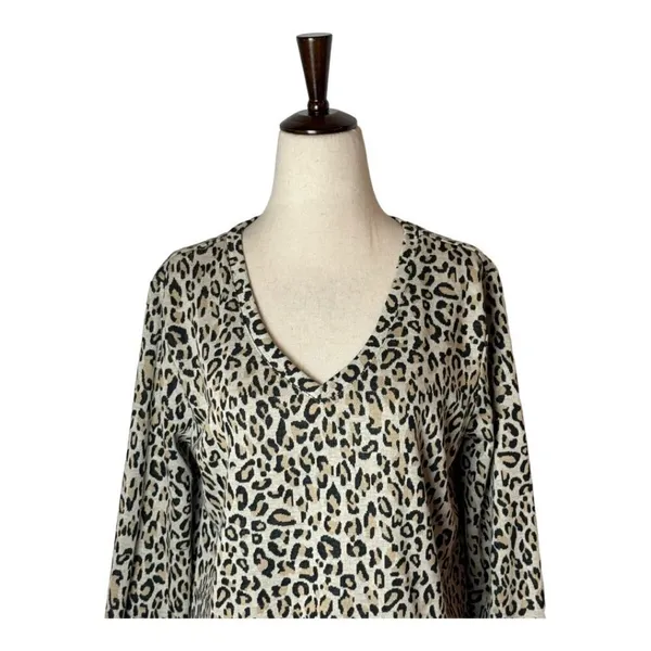 Tyler Boe Leopard Chrissy Shirt Women Medium Tan NWT‎ V Neck Tunic Top Animal - Image 3