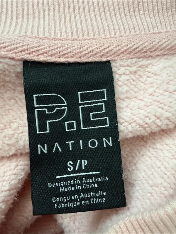 P.E Nation Sydney Australia Pink & White Comfy Cozy Athleisure Sweatshirt - Image 3