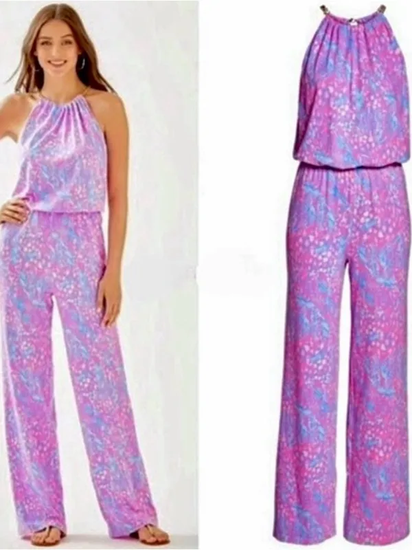 Lilly Pulitzer Bowen Jumpsuit in Pink Sorbet High Altitude print Large - Image 5
