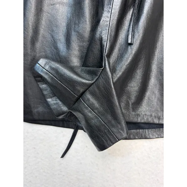 Good American Faux Leather Shorts Women 3 Black Elastic Waist Drawstring Pockets - Image 7