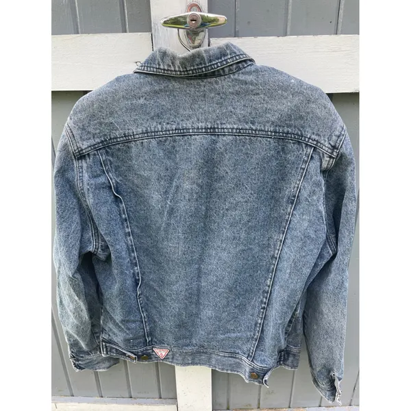Vintage Guess Georges Marciano Denim Trucker Jacket Acid Wash Blue Women Medium - Image 2
