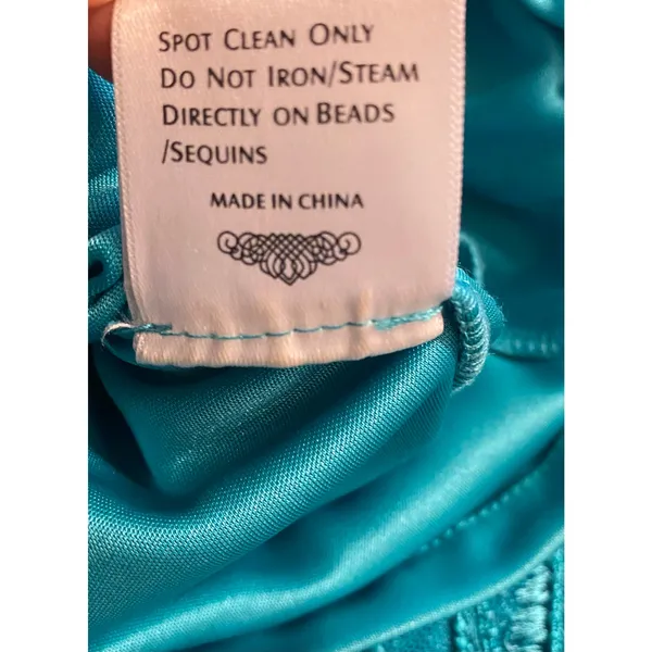 Sue Wong Teal Embroidered‎ Lace Sheath Dress Sz 10 Cocktail Formal Wedding Prom - Image 11