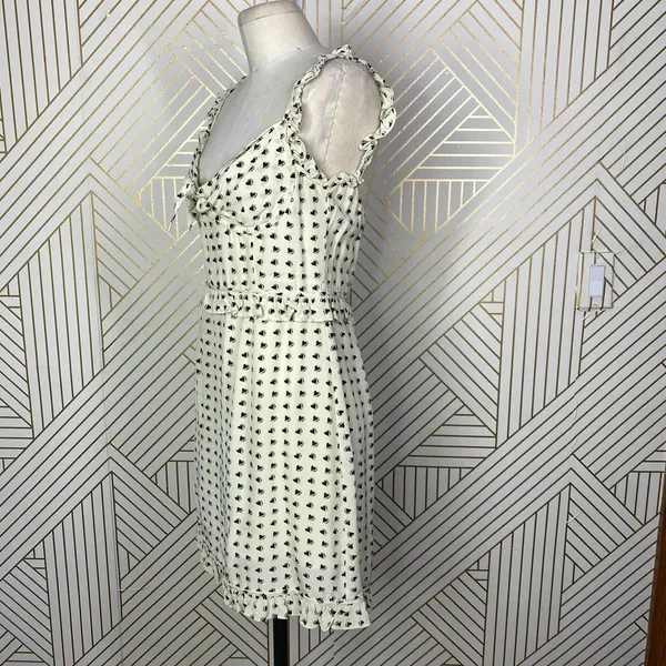 For Love & Lemons Sweetheart‎ Mini Dress Creme Heart Print Size US Medium - Image 7