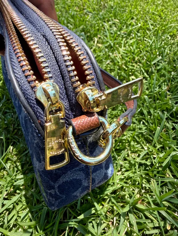 Coach Charter 19 in Signature Denim with gold hardware - Image 6