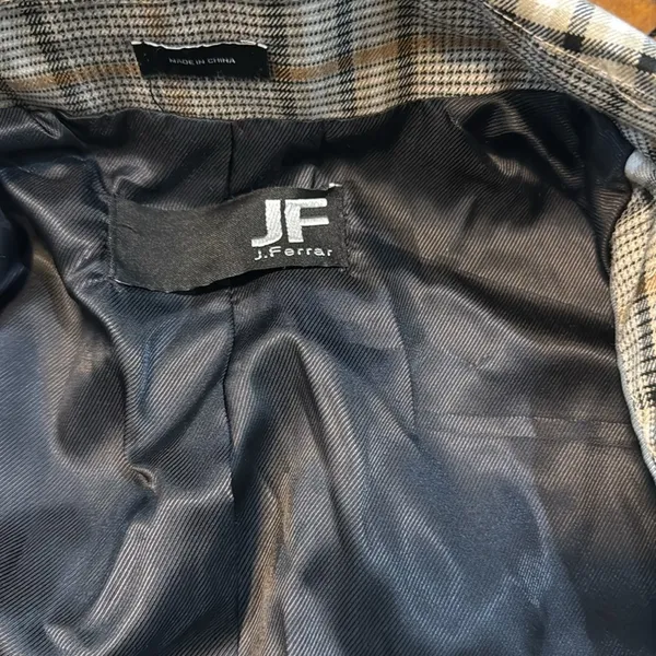 J. Ferrar Brown/White/Black Plaid Trench Coat Size L NWT - Image 6