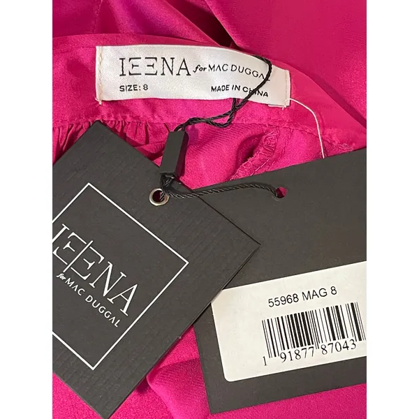 Mac Duggal NEW Size 8 Pink Magenta Long Sleeve Satin Cocktail Mini Dress 55968 - Image 5