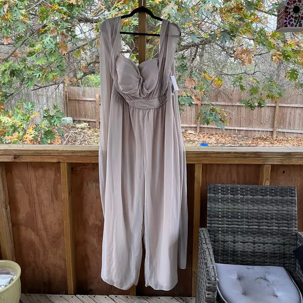 Birdy Grey Gigi Jumpsuit Versatile Styles Neutral Champagne Size 1X. NEW - Image 5