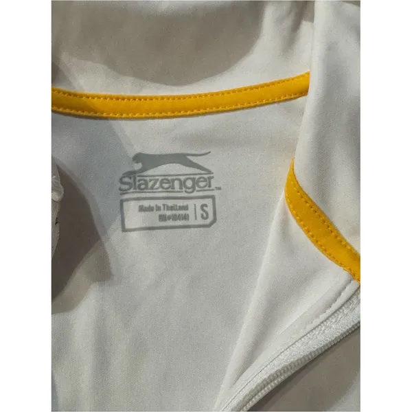 Slazenger White Short-Sleeve Polo with Yellow Piping - Image 6