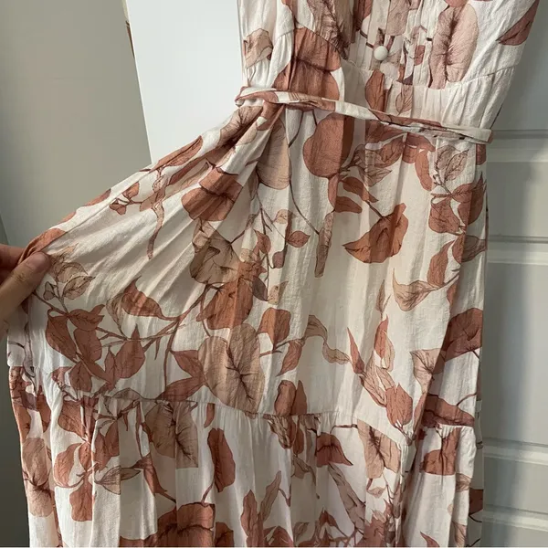 Mine White and Pink Floral Tiered Maxi Dress - Image 6