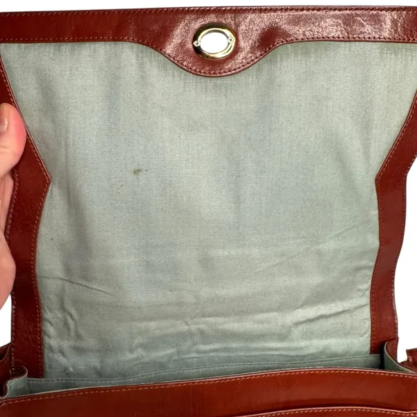 Hobo Brown Leather Twist Lock Closure Shoulder Bag - Image 9