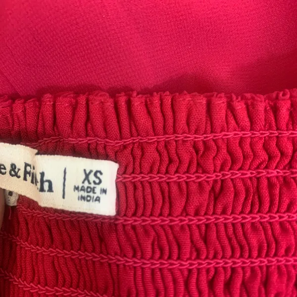 Abercrombie Fitch Women's XS Pink Babydoll Top‎ Milkmaid Long Sleeve Peasant - Image 7