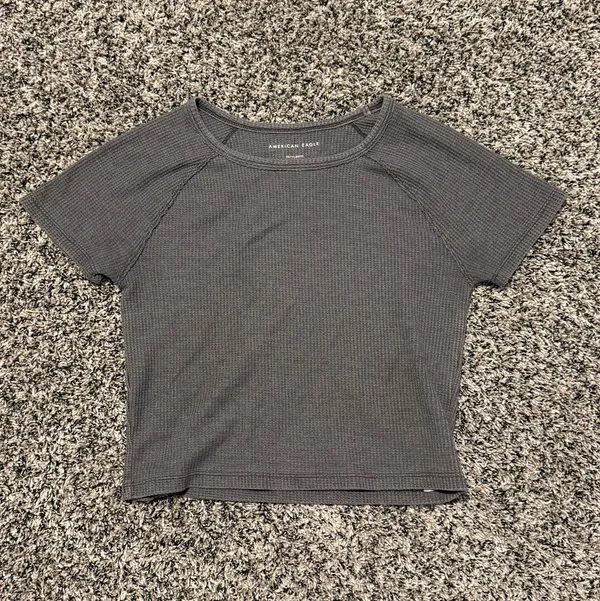 Waffle Knit Crop Tee American Eagle - Image 2