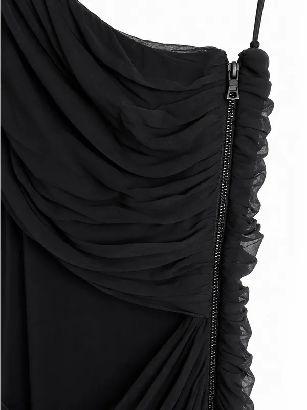 NWT Alice + Olivia Cici Goddess One Shoulder Ruched Black Mini Dress XS - Image 6