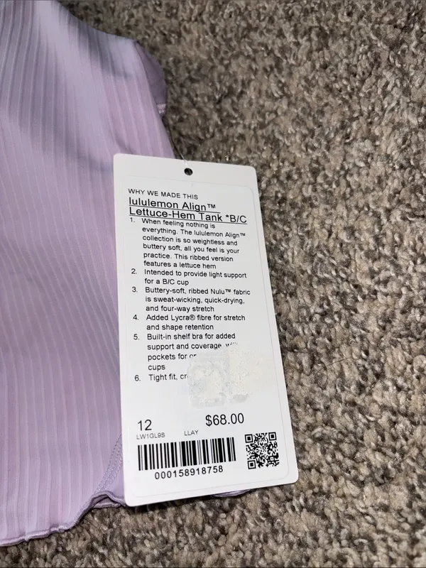 Lululemon Align Lettuce-Hem Tank *B/C size 12 NWT - Image 3