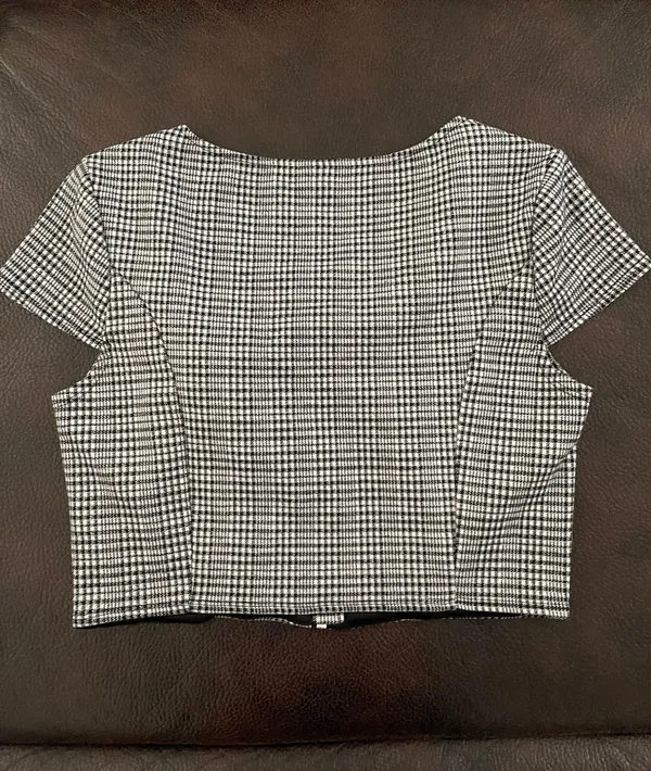 Wild Fable Plaid Zip Front 90s Crop Top - Image 3