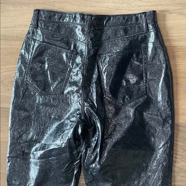 Abercrombie & Fitch 90s Straight Ultra High Rise Navy Vegan Leather Pants - Image 9