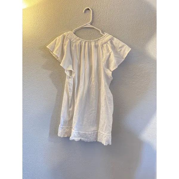 Lucky Brand Women’s Large White Boho Peasant Tunic Top Crochet Lace Hem - Image 2