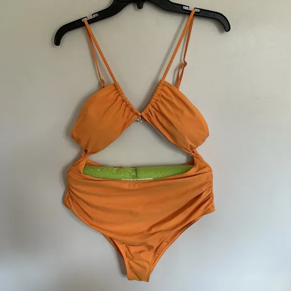 Women's One‎ Piece Orange Swimsuit Open Abdomen Area Size XL - Image 3
