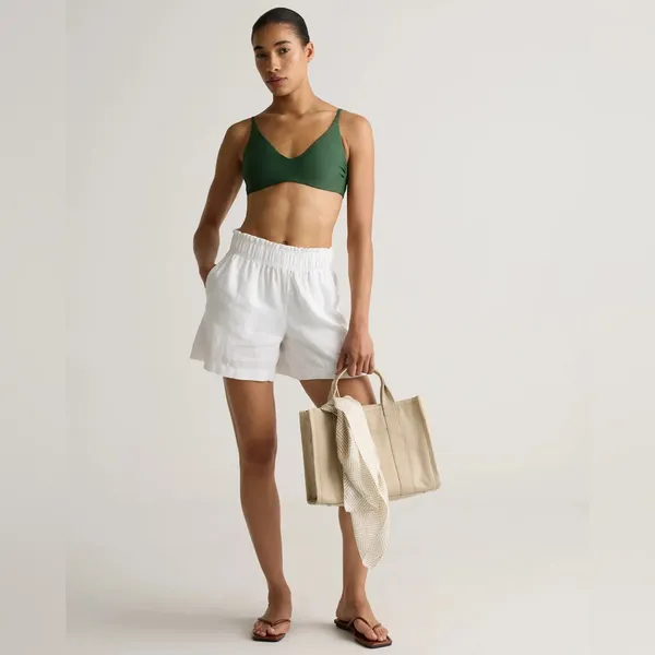 NWT Quince Olive Green Italian v-neck bikini top Sz L - Image 5