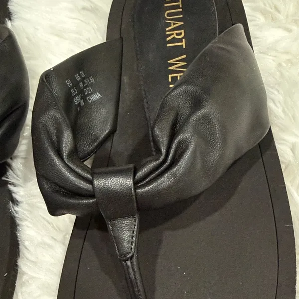 Stuart Weitzman Black Leather Sandals - Image 2