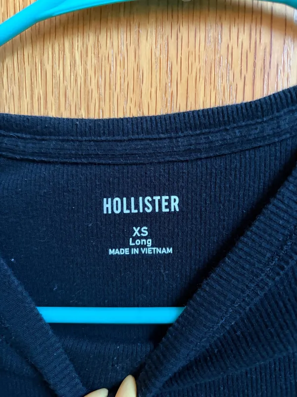 Hollister Ribbed Long Sleeve Top Black - Image 2