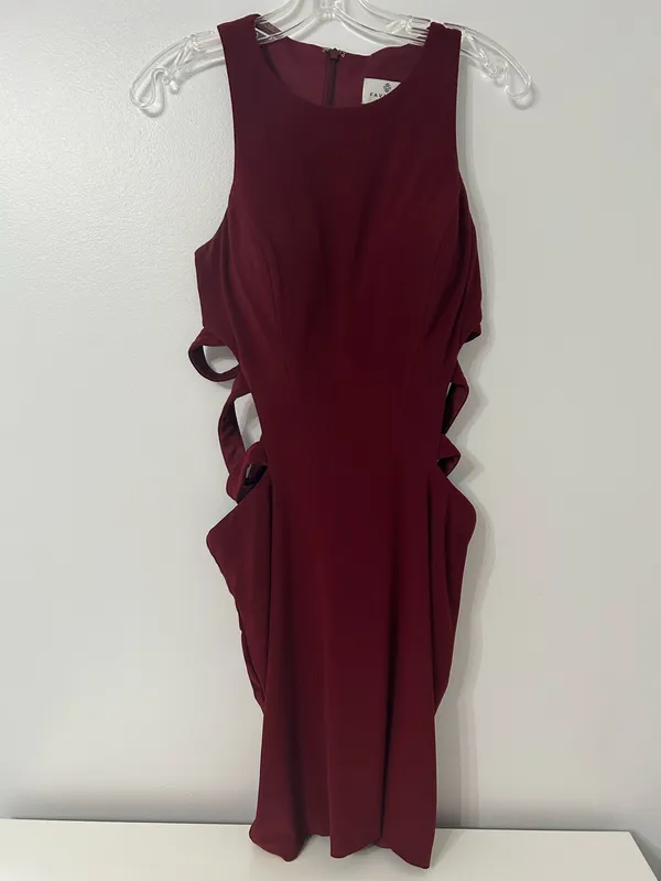 Faviana Burgundy Cut Out Dress - Image 2