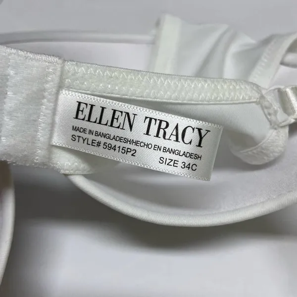 Ellen Tracy Womens Bra Size 34C Solid White T-Shirt‎ Tee Shirt - Image 3