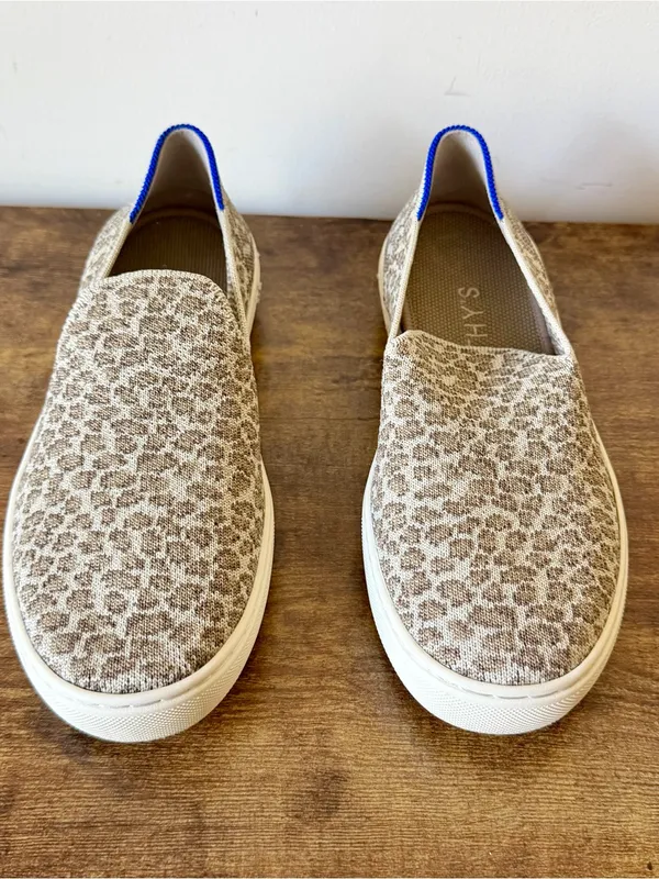 Rothy’s Pebble Spot Slip On Sneakers Womens Size 6.5 Cheetah Leopard Knit Flats - Image 6