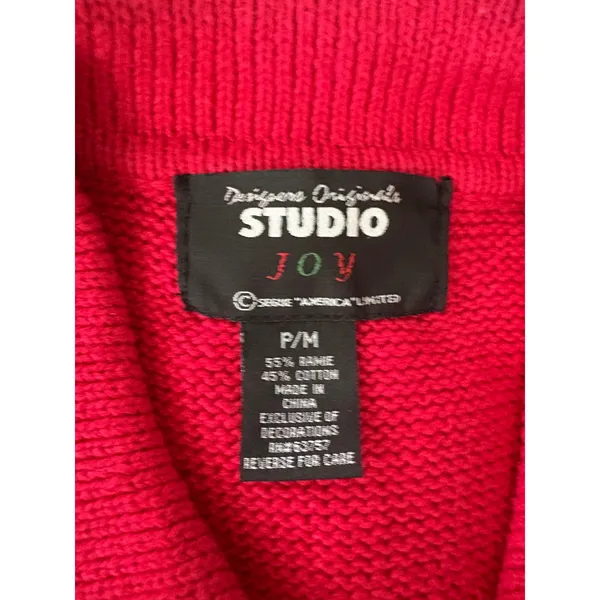 Studio Joy Christmas Vest Womens PM‎ Petite/Medium Red Snowflake Knit Holiday - Image 2