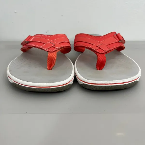 Clarks Cloudsteppers Brinkley Sandals Sz 11 Coral Orange Flip Flop Sporty‎ - Image 4