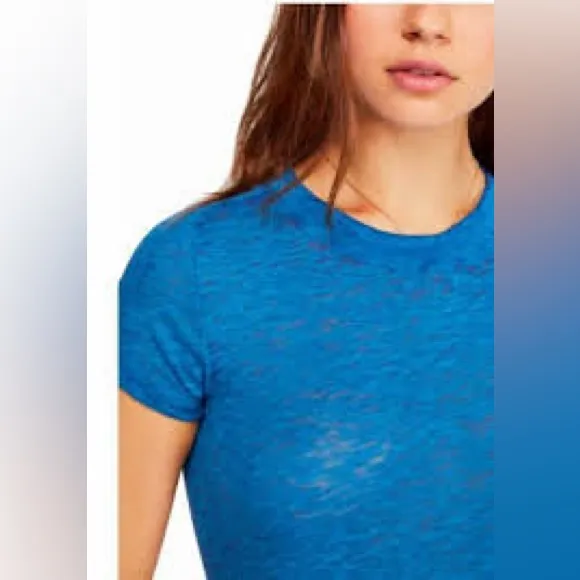 We The Free Vibrant Blue Night Sky Burn Out Tee Semi-Sheer Size Large EUC‎ - Image 2