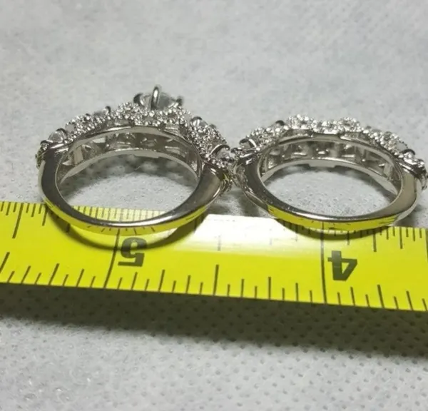 2pcs lot Crystals 925 Silver Plated Ring Size 8 - Image 4