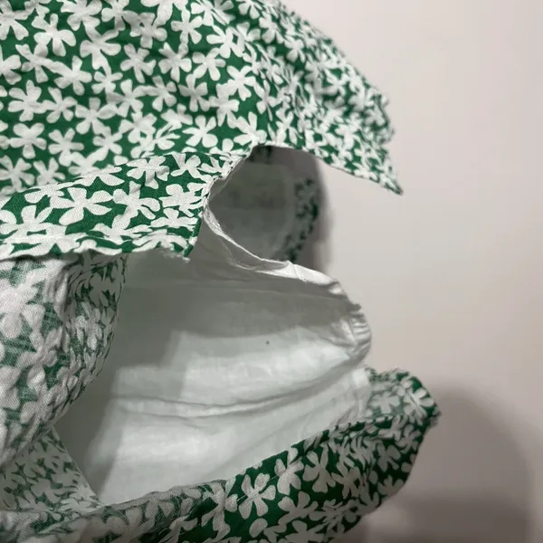 Le Lis Floral Print Tie-Front‎ Mini Dress Green & White Women's Size Large - Image 9